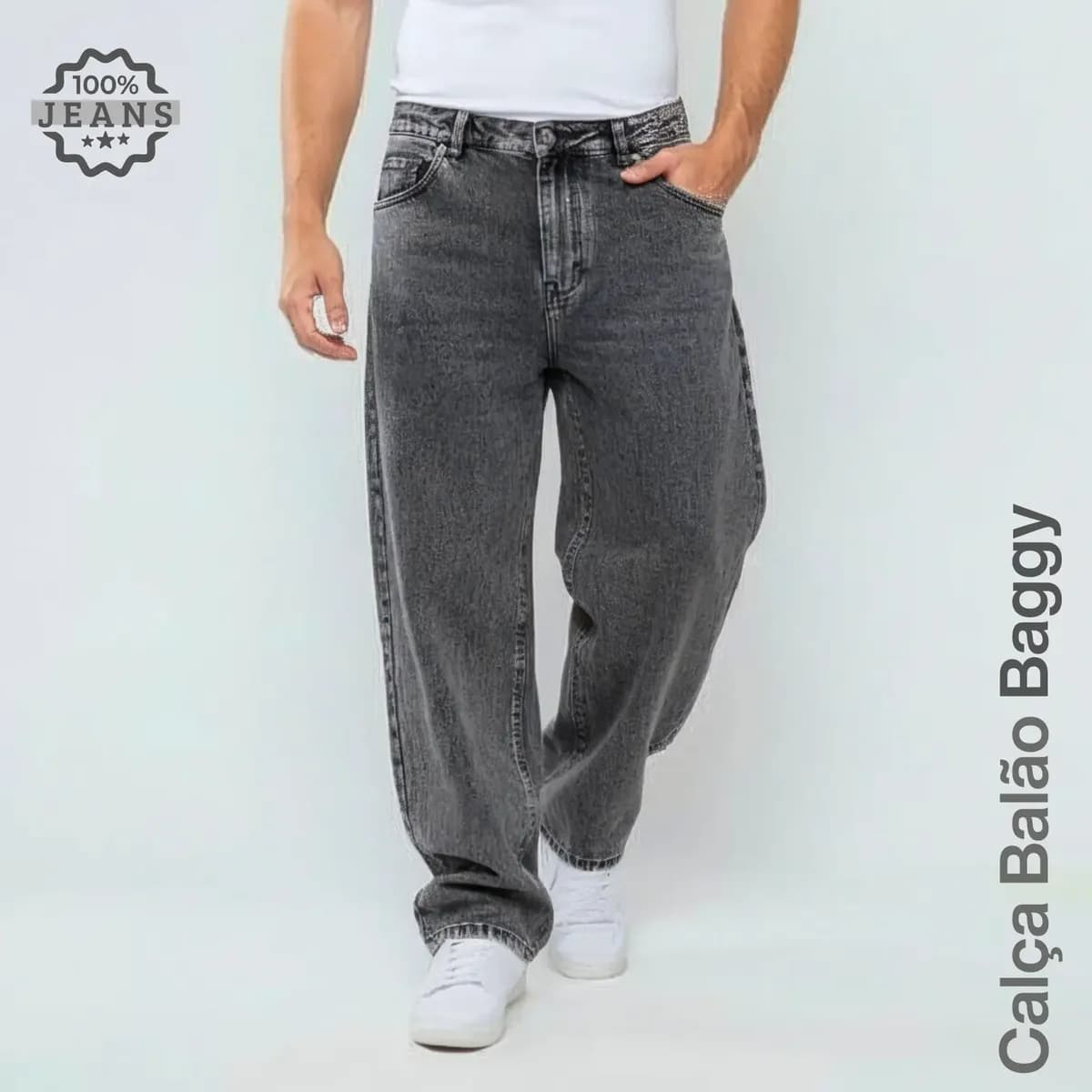 Calça Jeans Masculina Baggy Streetwear Estonada
