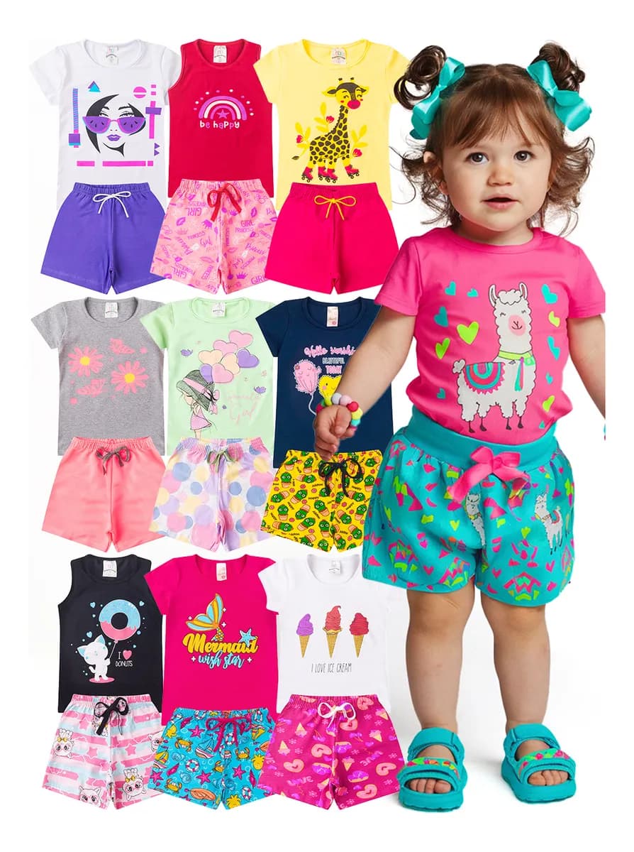 Kit 10 Peças Roupa Infantil Menina Verão Conjunto Criança