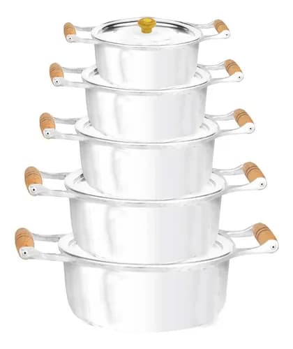 Conjunto de Panelas Alumínio Fundido Batido 5 Peças