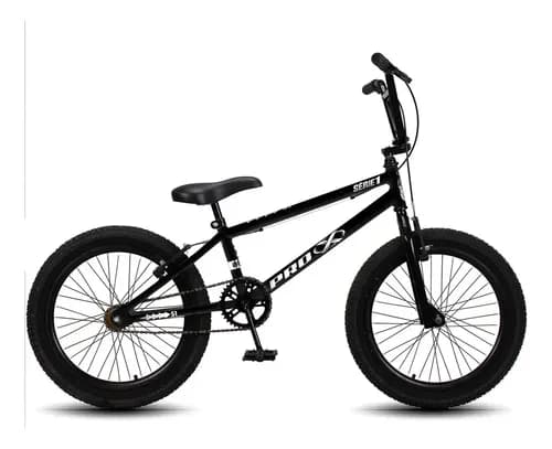 Bicicleta BMX Pro-X Série 1 Aro 20 Quadro Aço Carbono Preto/Branco