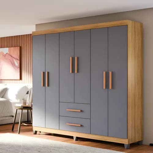 Guarda-Roupa Lite 6 Portas com Gavetas MDF e MDP