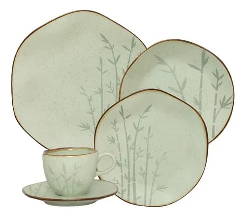 Aparelho de Jantar e Cha Oxford Ryo Bambu 20 Pecas Verde por R$ 260,90 (cupom OFERTASMELI)