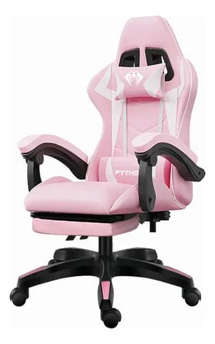Cadeira Gamer Python Fly Rosa/Branco Reclinável