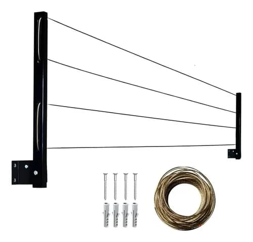 Varal de Parede Reforçado em Aço Dobrável 60kg