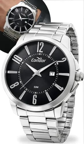 Relógio de Pulso Condor Prateado em Aço Inoxidável