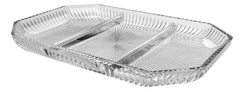 Petisqueira de Vidro 21cm com 3 Divisorias Retangular (Camerata) por R$ 13,96
