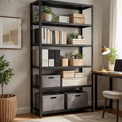 Estante de Aço Multiuso 5 Prateleiras Preta