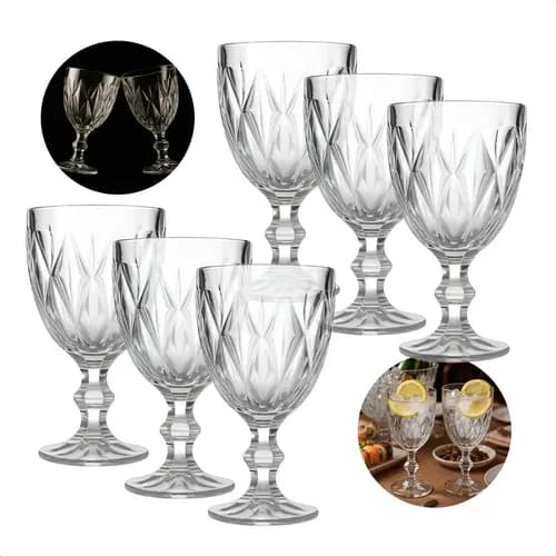 Jogo 6 Taças de Vidro Diamond 330ml Jhamba