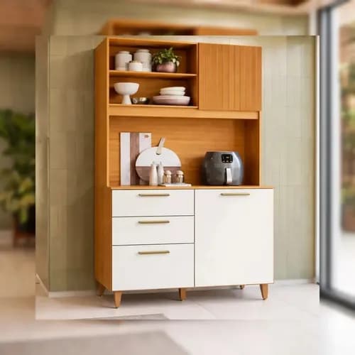Kit Cozinha Poliman Sicília Piccolo 3 Portas 2 Gavetas (MDP, Pintura UV) por R$307 com cupom