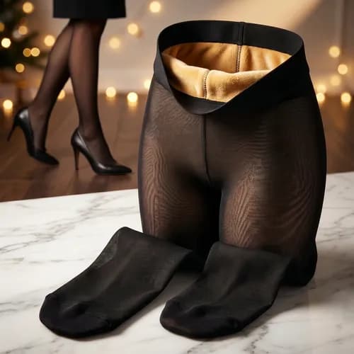 Meia-Calça Térmica Forrada Peluciada Translúcida Feminina
