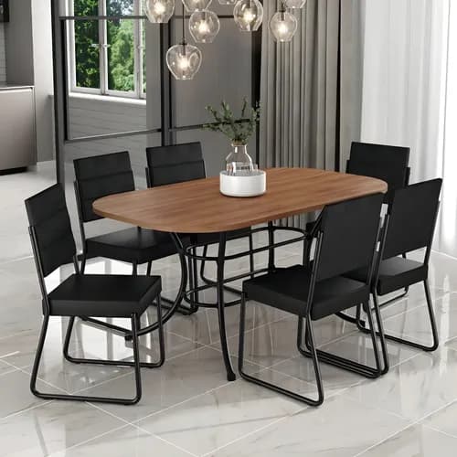 Conjunto Sala de Jantar Carraro com Mesa e 6 Cadeiras Preto
