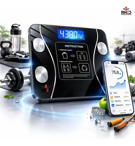 Balança Digital de Bioimpedância Bluetooth com App Android e iOS