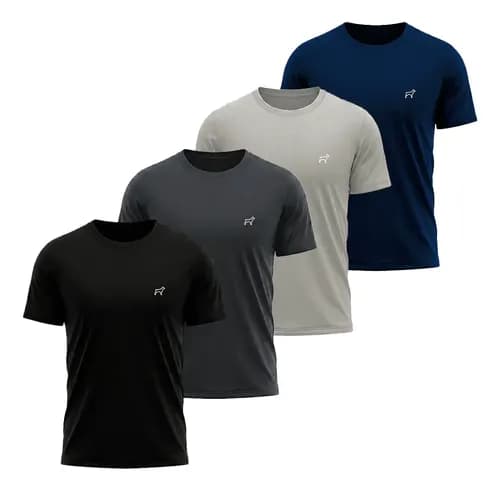 Kit 4 Camisetas Dry Fit Parvori Masculina para Academia e Corrida