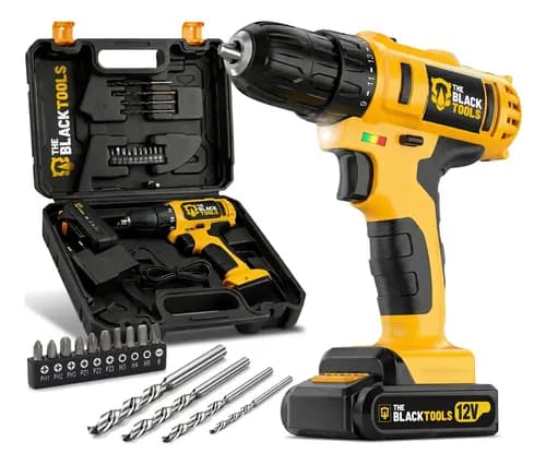 Parafusadeira e Furadeira 3/8 10mm The Black Tools com Maleta