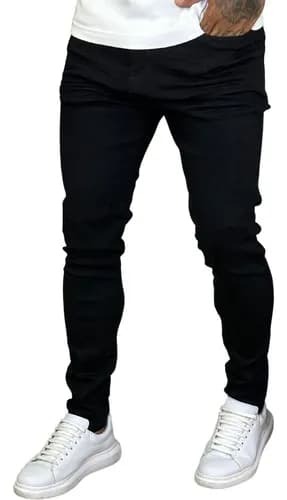 Calça Skinny Preta Masculina Jeans com Elastano