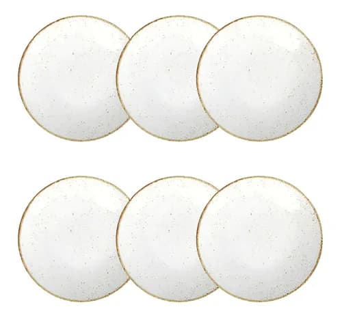 Jogo de 6 Pratos Rasos Tramontina Rústico Marrom 25 cm em Porcelana