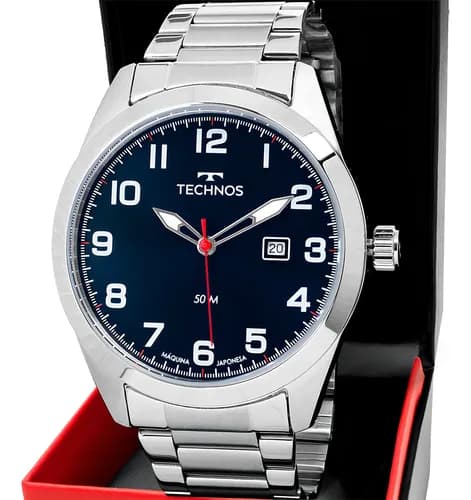 Relógio Technos Masculino Militar 2115TYN/1A Prata com Calendário por R$ 216,42 no Pix