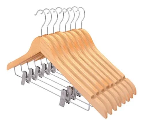 Cabides de Madeira com Presilhas Topen Home Kit 10 Unidades