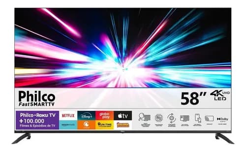 Smart TV Philco 58" 4K Roku P58VIK por R$ 2.184 no Pix (cupom)