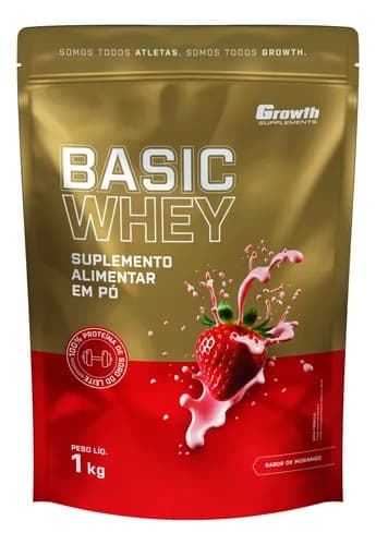 Basic Whey Growth Supplements 1kg - Whey Protein Concentrado