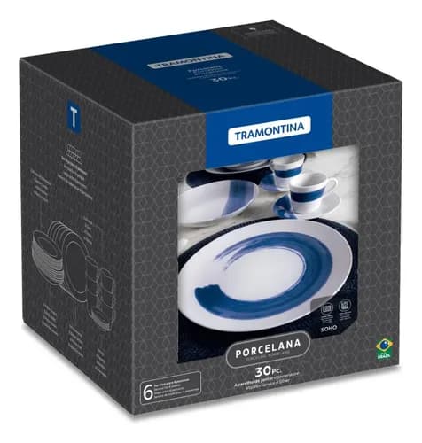 Aparelho de Jantar Tramontina Soho Porcelana 30 Peças
