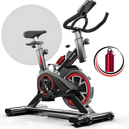 Bicicleta Ergométrica Sevenfit 6kg Preto e Vermelho para Cardio e Musculação