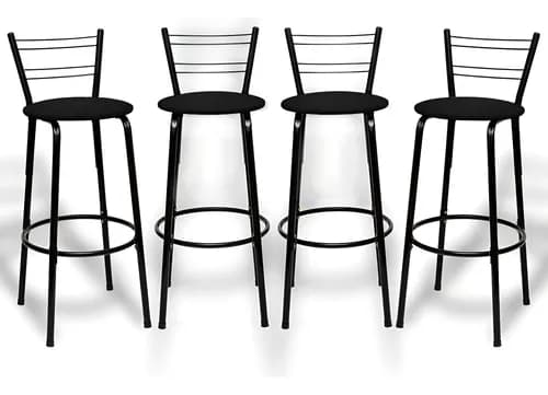 Kit 4 Banquetas Itagold Florida Alta Cozinha Preta