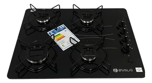 Cooktop Braslar Pop 4 Bocas Mesa de Vidro Gás