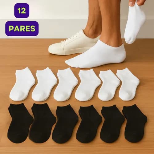 Kit 12 Pares Meia Soquete Cano Curto Unissex