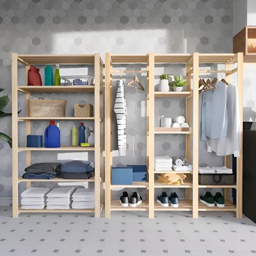 Kit Cabideiro Arara Sapateira e Estante de Roupa Pinus