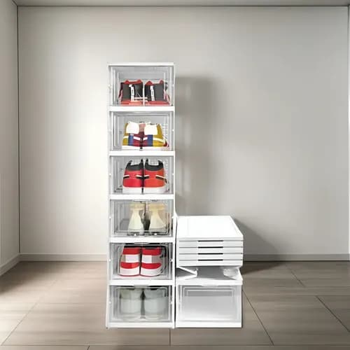 Sapateira Vertical Empilhável 6 Andares Branca para Sapatos e Tênis
