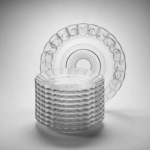 Jogo de Pratos Fundos Egípcio Estrela Transparente 12 Peças