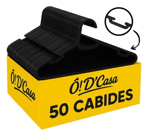 Kit 50 Cabides Adulto Reforçado Preto Dcasa