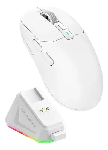 Mouse Gamer Sem Fio Fire Phoenix BK-R4X 24000 DPI (PAW3311) Branco com Cupom