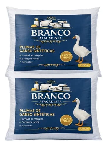 Kit 2 Travesseiros Pluma de Ganso Sintética Confortável