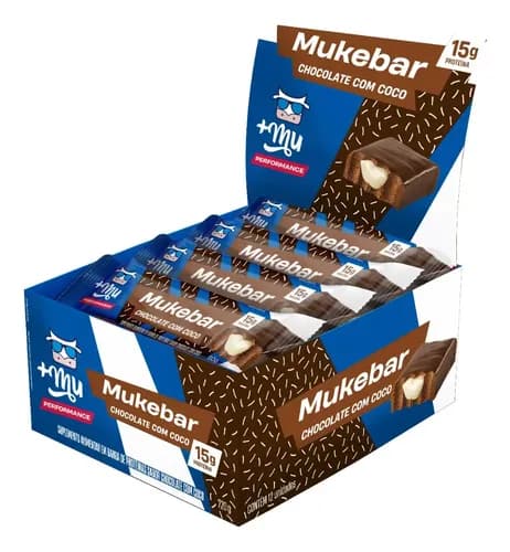 Barra de Proteína +Mu Mukebar Chocolate com Coco 12 Unidades
