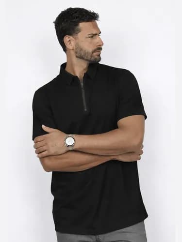 Camisa Polo Masculina Dry Fit Tech Costura Laser Meio Zíper