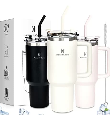 Copo Térmico Gigante 1,2L Inox com Canudo Branco Fosco