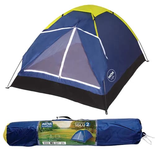 Barraca de Camping Mor 2 Pessoas Azul Impermeável com Bolsa (com cupom SLOTHWILL)