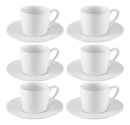 Jogo de Xícaras para Café Porcelana Branca 12 Peças
