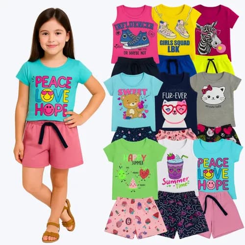 Kit 10 Peças de Roupa Infantil Menina (5 Conjuntos) 3 Anos por R$ 54,82 com cupom MODAML