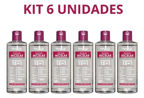 Kit 6x Água Micelar Mary Life Colágeno e Pantenol 260ml por R$ 43 (≈ R$ 7,17/un)