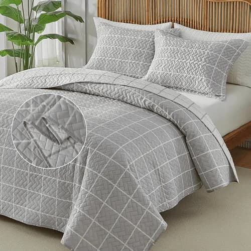 Kit Colcha Casal Itália 3 Peças 150 Fios Grid