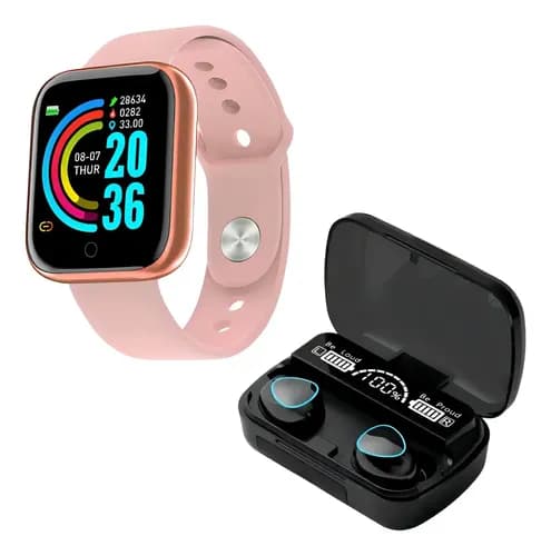 Smartwatch Digital Axel Ecom Rosa + Fone Bluetooth