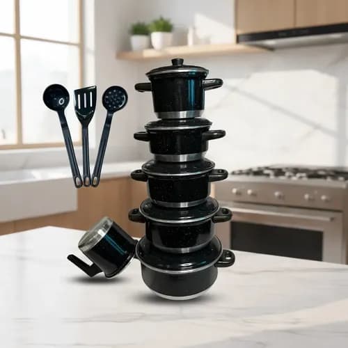 Jogo De Panelas 6 Peças Alumínio Preto Pigmentado