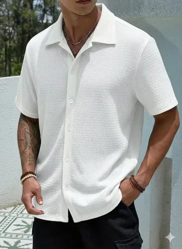 Camisa Casual Masculina Texturizada Old Money