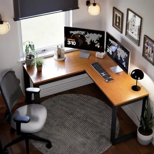 Escrivaninha em L Berlim para PC e Home Office Maxi do Brasil - Cinamomo/Preto