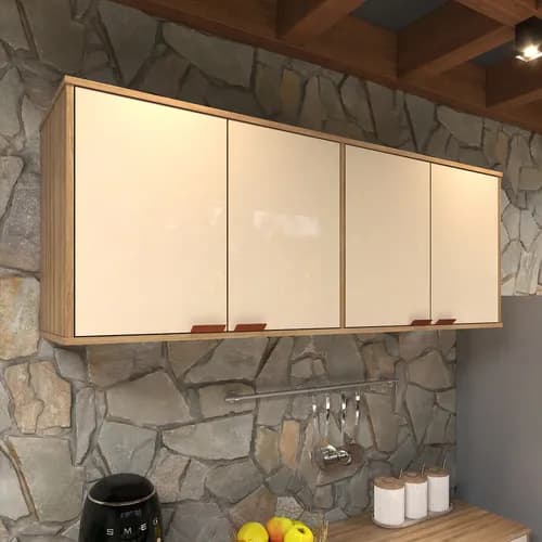 Armário Suspenso Aéreo Cozinha 4 Portas Off White