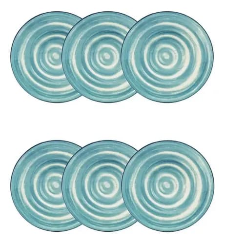 Jogo de 6 Pratos de Sobremesa Oxford Unni Oceanica 20cm com cupom PARACASA