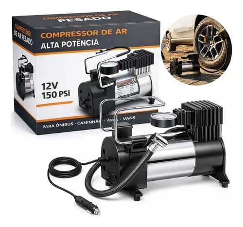 Compressor de Ar Mini 12v Digital Portátil com Tela LED